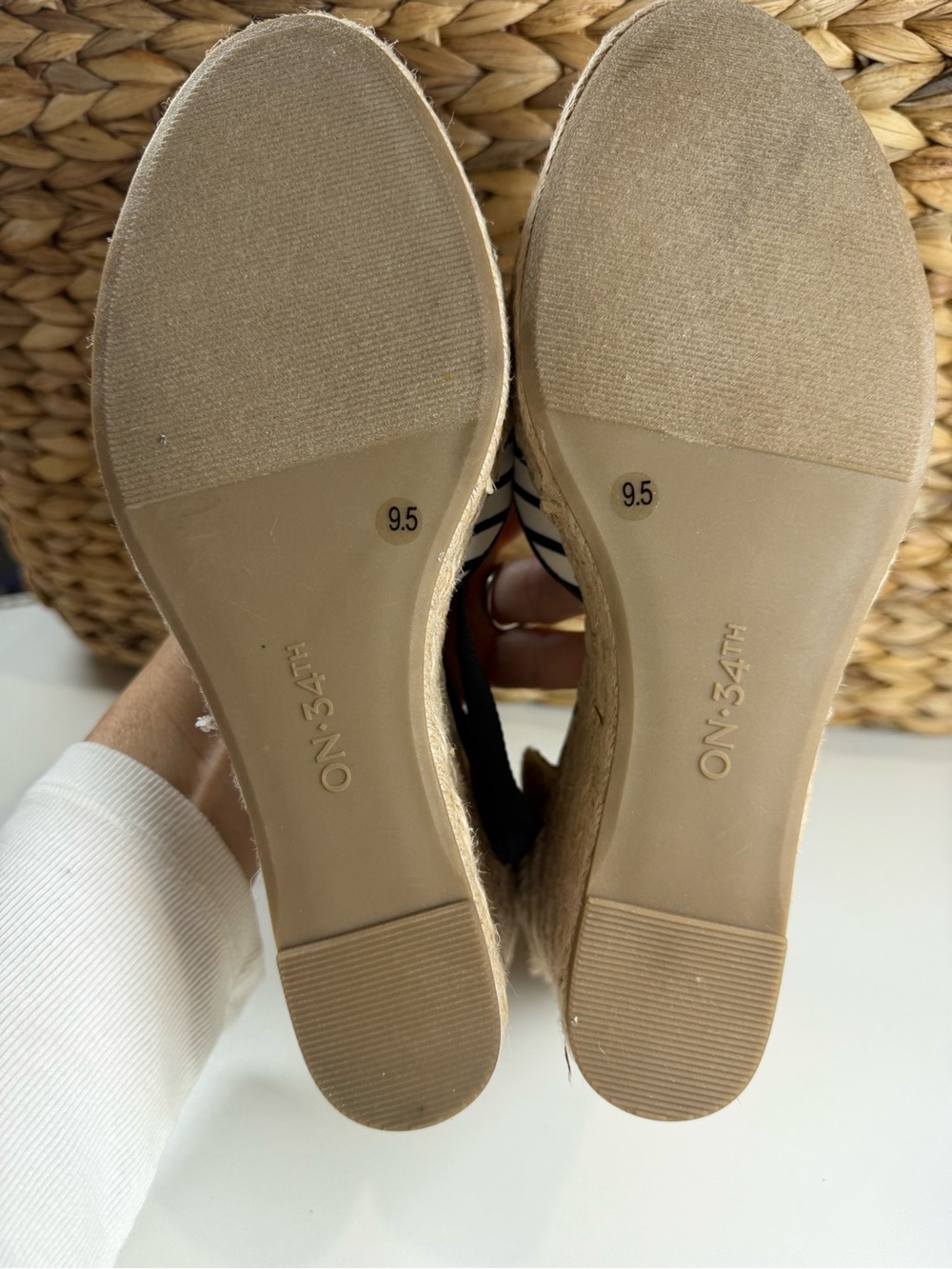 Striped Navy and White Espadrille Wedge Sandals - Women - Picture 4 of 4